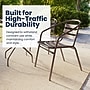 Flash Furniture Lila Glass Top Metal Table with 2 Stack Chairs, 23.75'' Square Bronze (TH0731SQ017CBZ2)~#|#~499D7DC1-5CEE-424F-BD476B2B92E87A4F_sc7