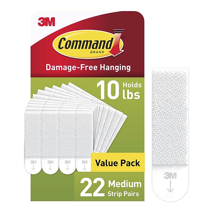 Command Medium Picture Hanging Strips, 12 lb., White, 22 Pairs/Pack (17204-22NA) image 1
