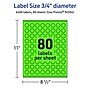 Avery Laser/Inkjet Multipurpose Circle Labels, 0.75" Dia., Neon Green, 6400/Box (94504)~#|#~49AB2239-ABFD-4922-A18009F7AFAD522E_sc7