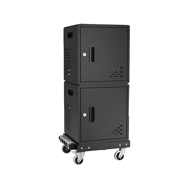 Luxor Lockable 20-Unit Modular Charging Cart, Black Steel (LLMC20SP) image 1