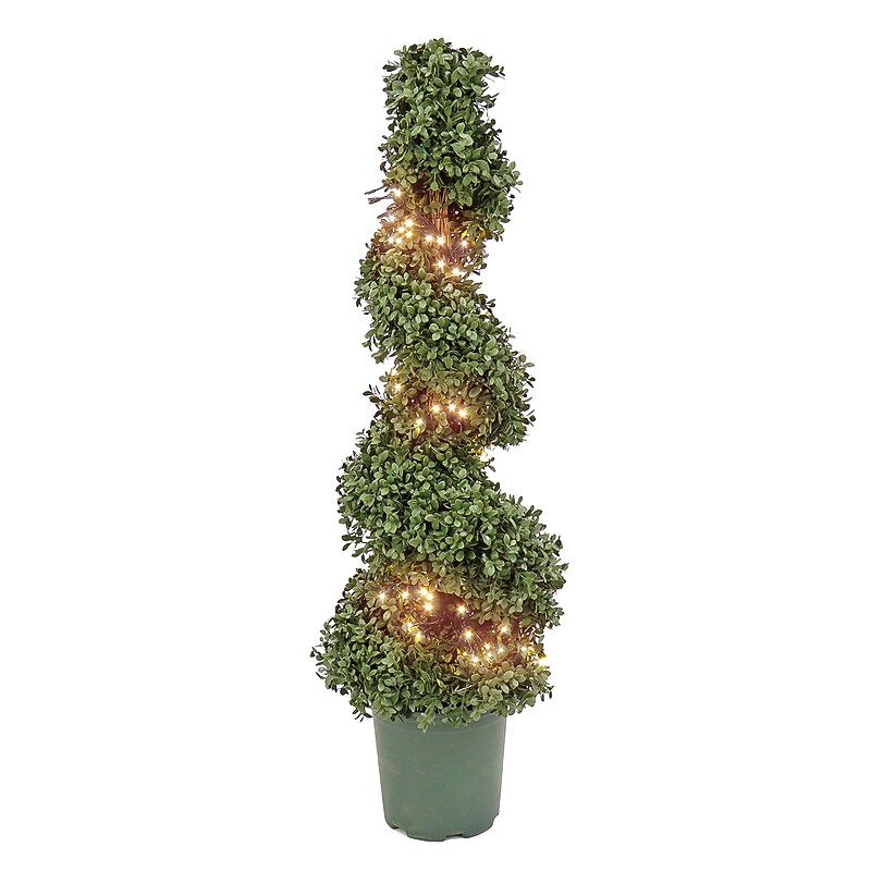 National Tree Company 44" Pre-Lit Artificial Boxwood Spiral Topiary (LBXM63-306L44UB) image 1