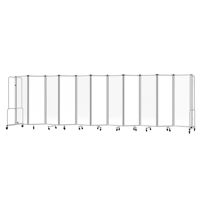 National Public Seating Robo Series 11-Panel Folding Mobile Room Divider, 72"H x 256"W, Clear Acrylic (RDG6-11CA) image 1