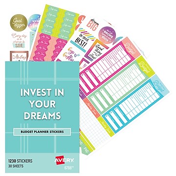 Avery Budget Planner Stickers Pack, 1,230 Stickers, Expense Tracker and Finance Planner Sticker Sheets (6788)