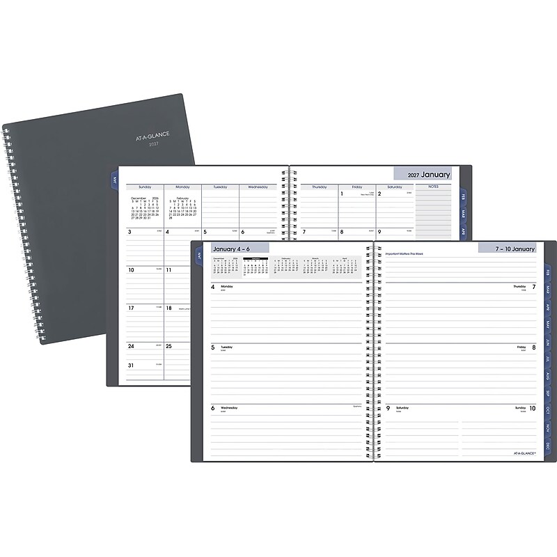 2027 AT-A-GLANCE DayMinder 8.5" x 11" Weekly & Monthly Planner, Poly Cover, Gray (GC545-07-27) image 1