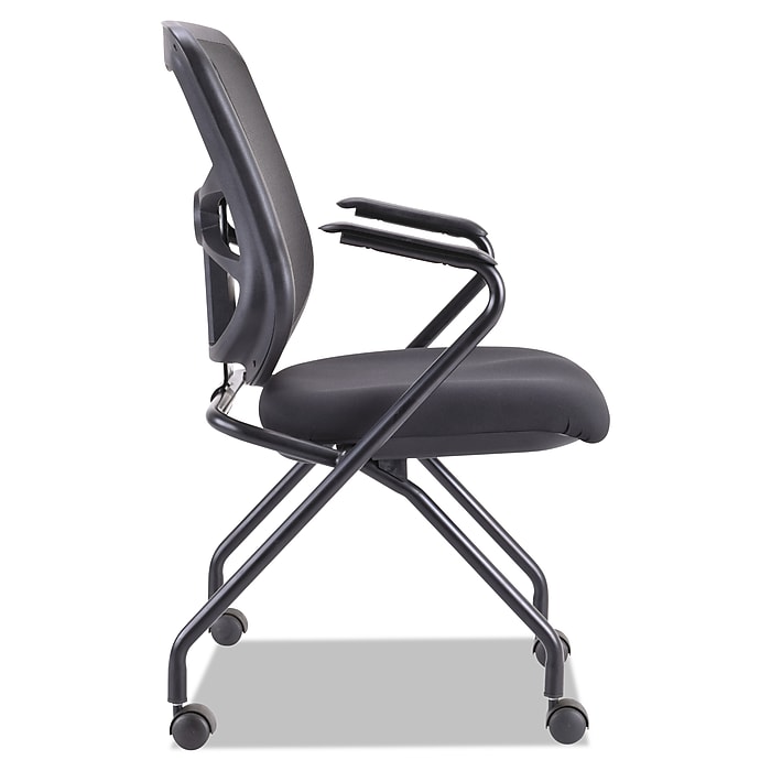 Alera Elusion Series Fixed Arm Fabric Nesting Chair, Black,