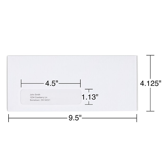 Staples Self Seal Security Tinted #10 Window Envelopes, 4 1/8