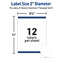 Avery Laser Waterproof Round Labels with Sure Feed, 2 1/2" dia., White, 72 Labels/Pack (5657)~#|#~49D1A198-BCA6-4AFA-ABFDB45995A2D4E5_sc7