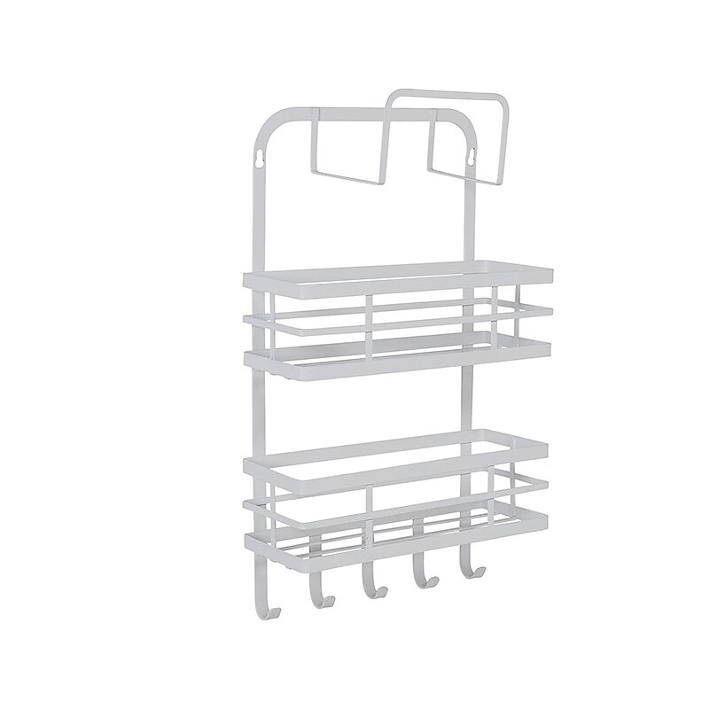 Honey-Can-Do Metal Over-Cabinet Door Organizer with Hooks, White (KCH-09426) image 1