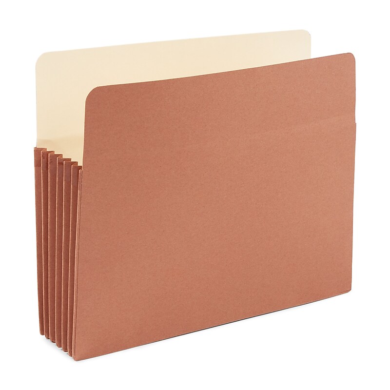 Staples Reinforced File Pocket, 5.25" Expansion, Letter Size, Brown, 10/Box (ST418335) image 1