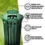 Alpine Industries Metal Outdoor Trash Can with Rain Bonnet Lid and Liner, 38 Gallon, Black/Green (479-38-1-GRN)~#|#~49E00D5C-184B-4DF8-BF473F675D3023D2_sc7