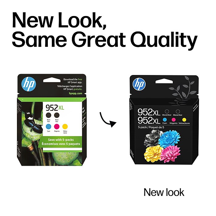 HP 952XL Black/Cyan/Magenta/Yellow High Yield Ink Cartridge, 5
