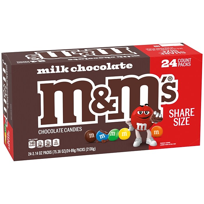 mmmスリーエムmmm M&M's Sharing Size Milk Chocolate Candy Pieces, 75.36 oz