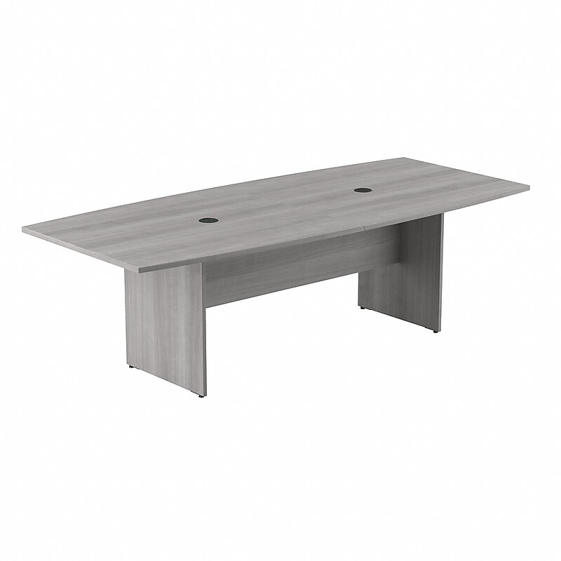 Bush Business Furniture 96W x 42D Boat Shaped Conference Table with Wood Base, Platinum Gray (99TB9642PGK) image 1