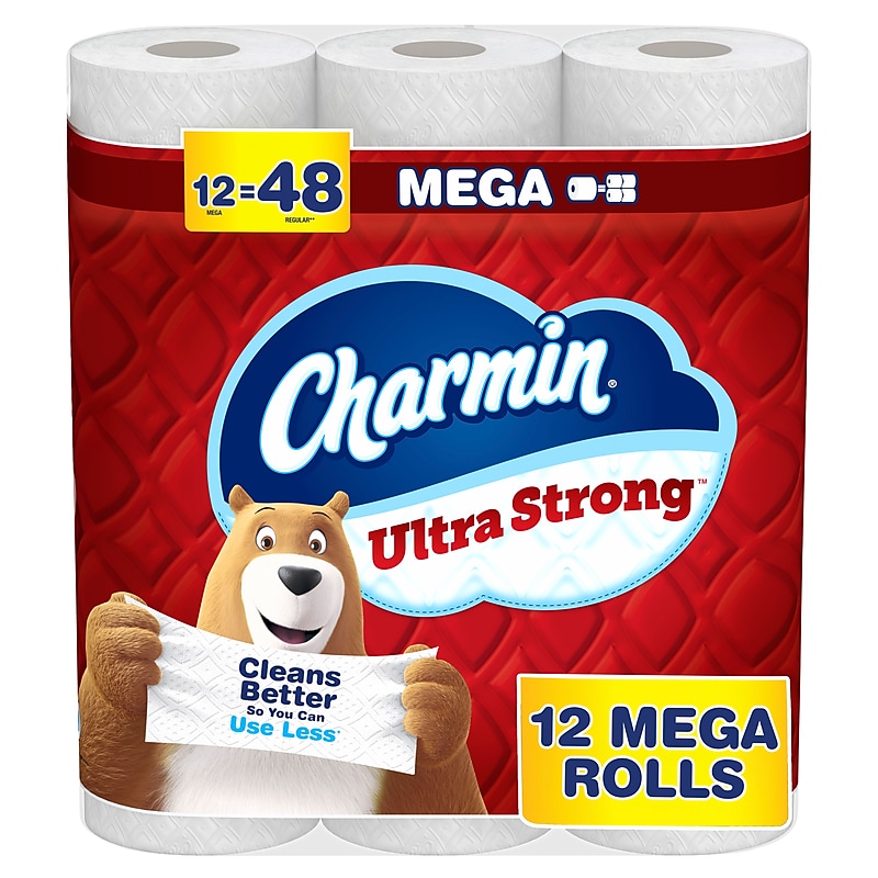 Charmin Ultra Strong Mega Toilet Paper, 2-Ply, White, 220 Sheets/Roll, 12 Rolls/Pack (32173/4170) image 1