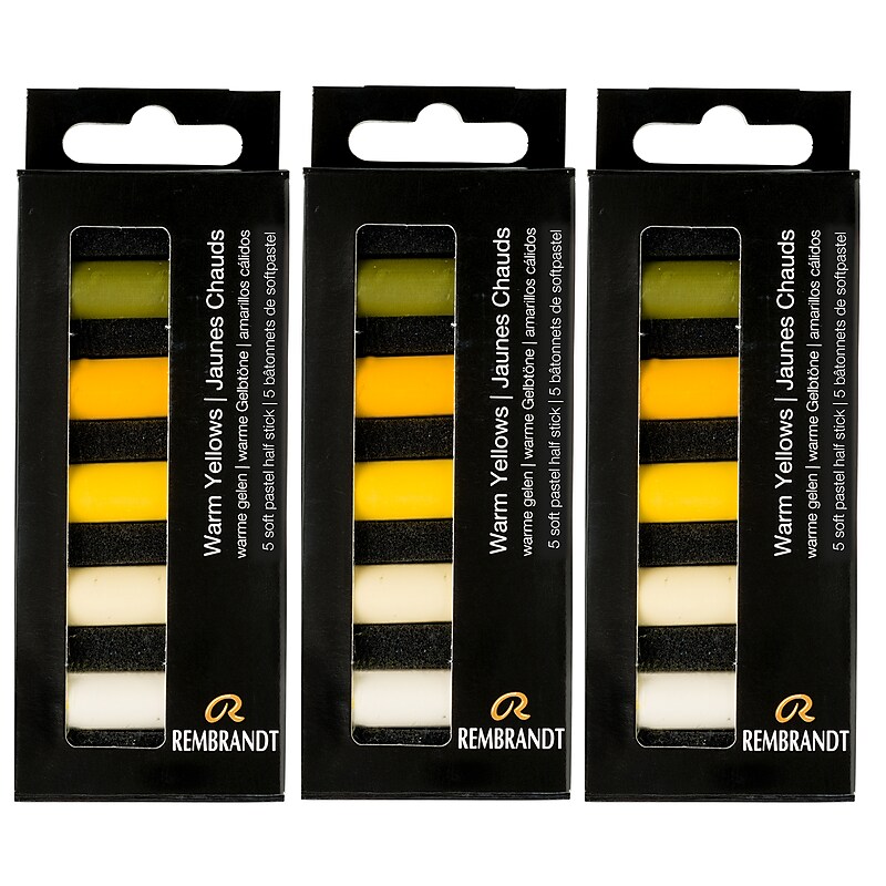 Rembrandt Soft Pastels Micro Sets, Warm Yellows, 5/Set, 3 Sets/Bundle (RBX31820501-3) image 1