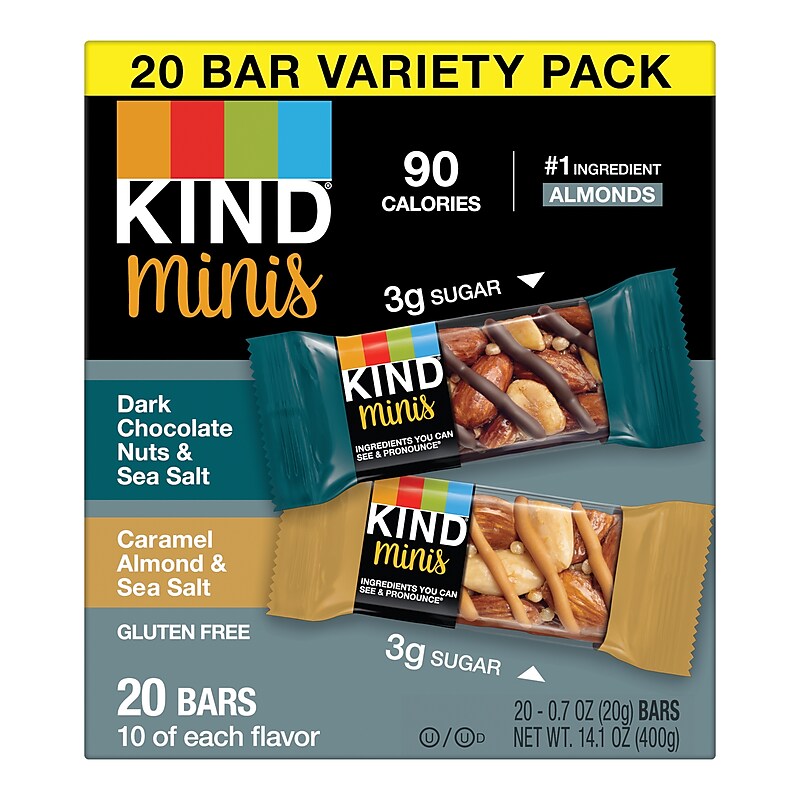 KIND Minis Gluten Free Nut Bar Variety Pack, 0.7 oz., 20 Bars/Box (PHW27964) image 1