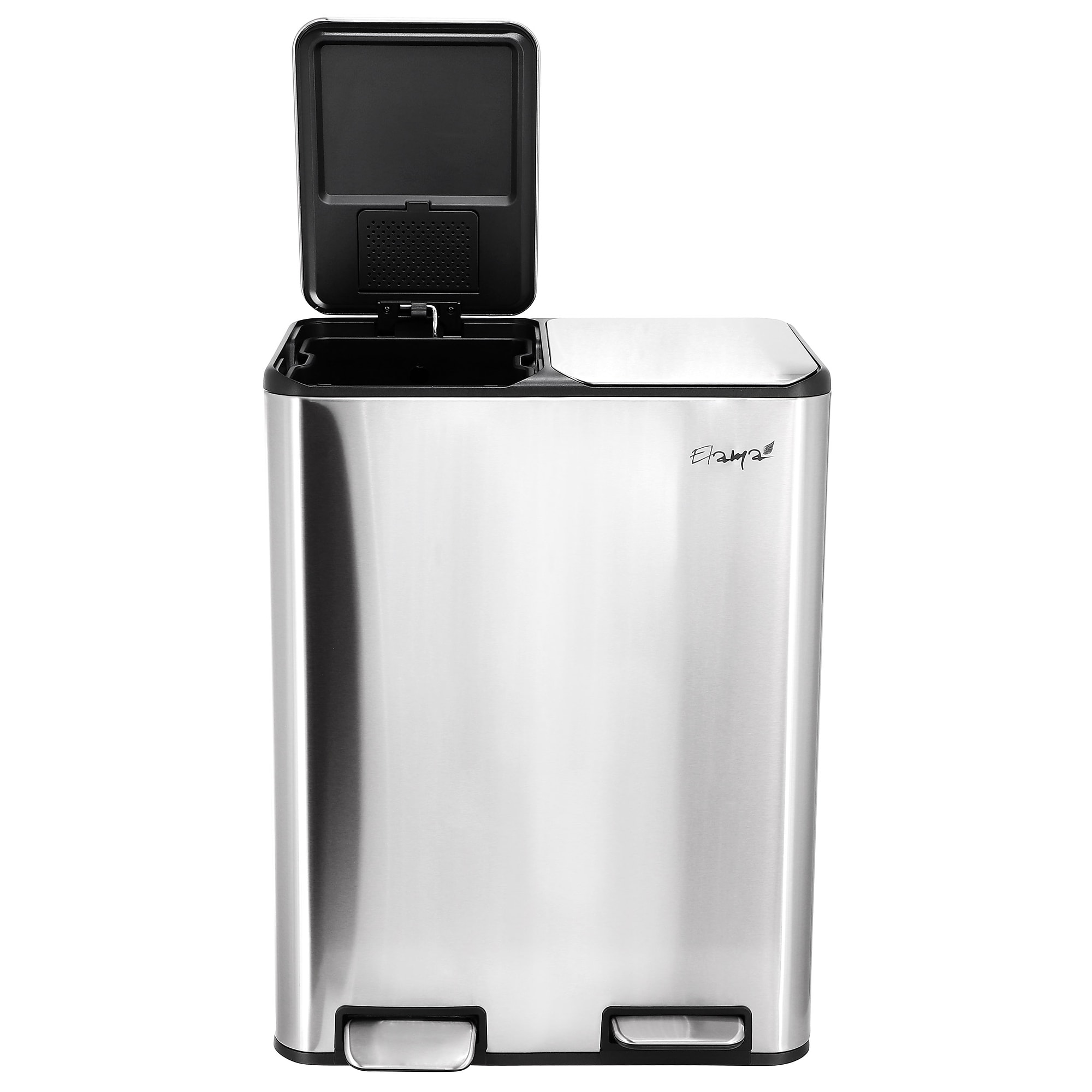 Elama Stainless Steel Indoor 2 Section Trash Can with Slow Close Lid, 8 Gallon, Silver (938122034M) Sansujyuku sansujyuku.com