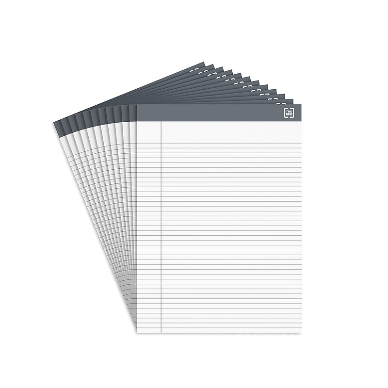 TRU RED™ Notepads 8.5" x 11.75", Narrow Ruled, White, 50 Sheets/Pad, 12 Pads/Pack (TR57369) image 1