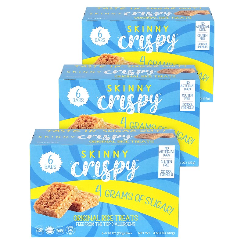 Skinny Crispy Gluten Free Vanilla Marshmallow Rice Treat, 4.68 oz., 6 Bars/Box, 3 Boxes/Pack (600-04176) image 1
