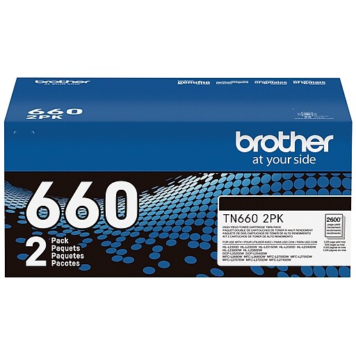 Brother TN660 Black Toner Cartridge, High Yield, Up to 2,600 Pages