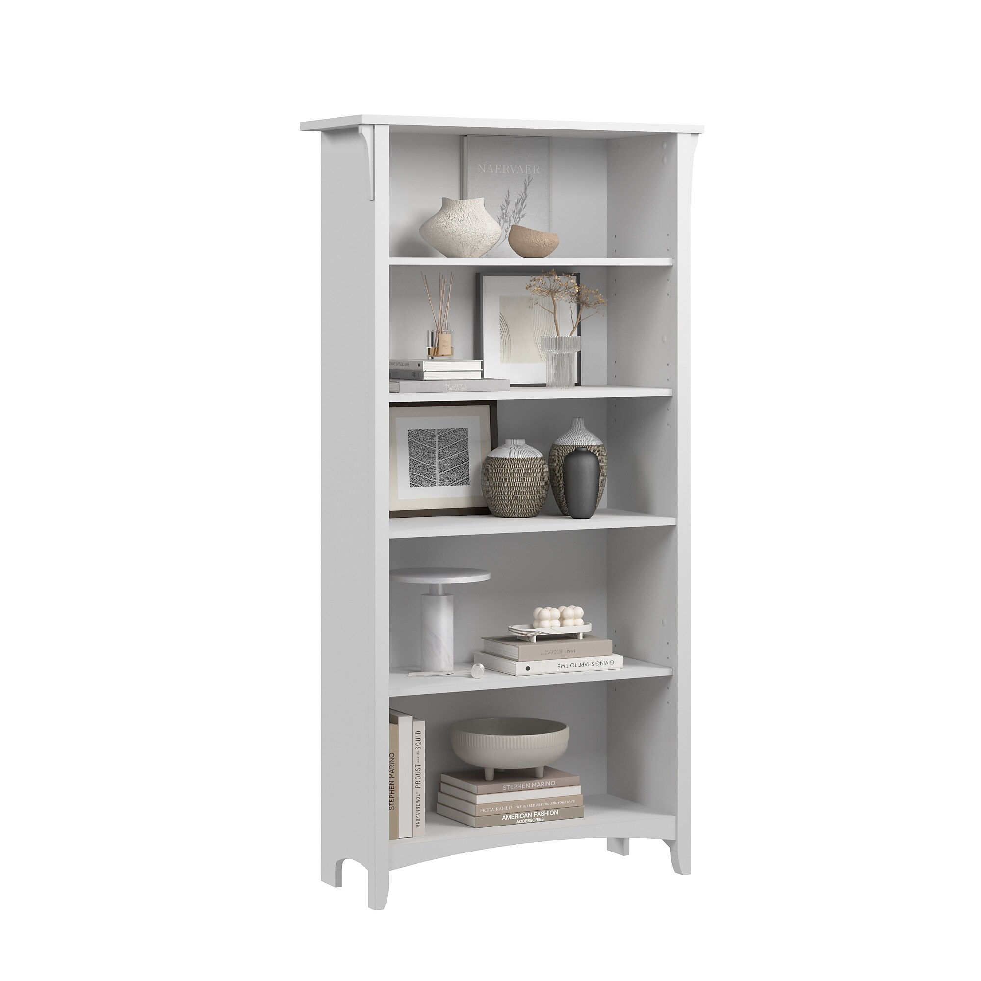 Bush Home Salinas Tall 5 Shelf Bookcase, Pure White (SAB132G2W-03) Sansujyuku sansujyuku.com