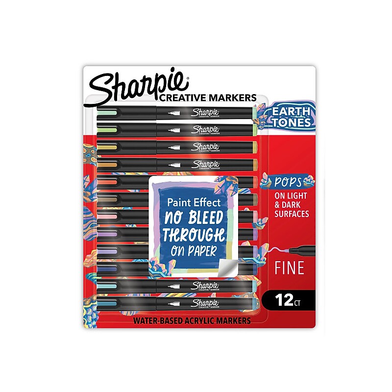 Sharpie Creative Markers Earth Tones Liquid Ink Markers, Fine Tip,  Assorted, 12/Pack (2209901) image 1