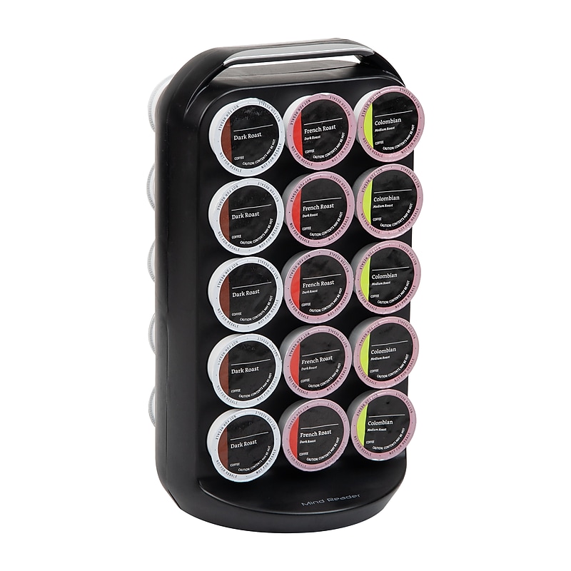 Mind Reader Plastic Coffee Pod Carousel Countertop Organizer, 30 Pod Capacity, Black (CRS02-BLK) image 1