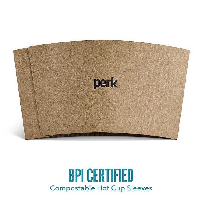 Perk™ Eco Paper Hot Cup Sleeve, Brown, 500/Pack (PK56227) | Staples