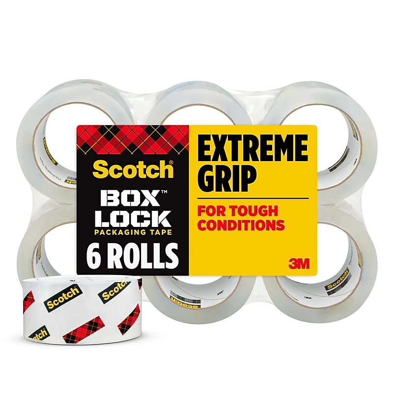 Scotch Box Lock Shipping Packing Tape, 1.88 in x 54.6 yds., Clear, 6/Pack (3950-6) image 1