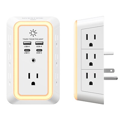 Overtime S90 11-in-1 Wall Outlet Extender Surge Protector with 7 AC Outlets and 4 USB Ports, White (OTWP7OS90) Simolary simolary.com