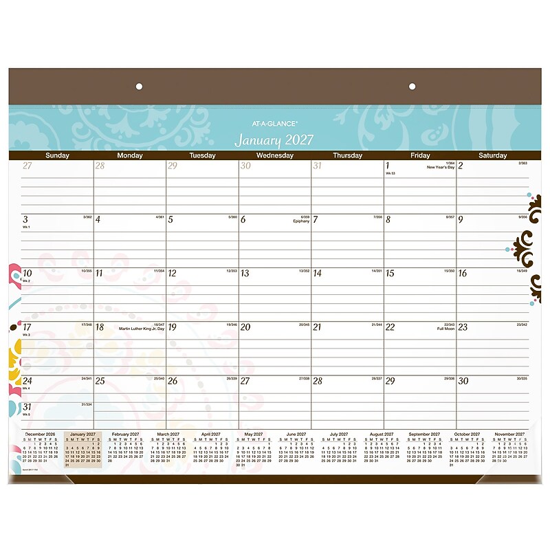 2027 AT-A-GLANCE Suzani 21.75" x 17" Monthly Desk Pad Calendar (SK17-704-27) image 1