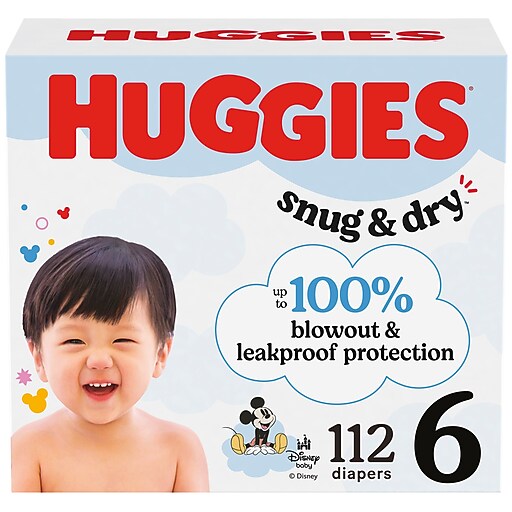 Huggies Snug Dry Baby Diapers, Size 6, 112/Carton (51516/56459