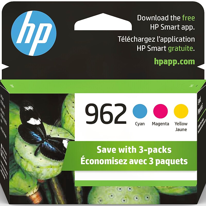 HP 962 Cyan/Magenta/Yellow Standard Yield Ink Cartridge, 3/Pack (3YP00AN#140) image 1