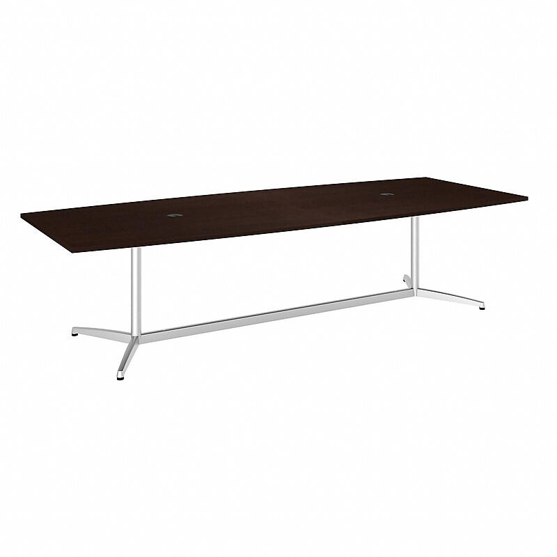 Bush Business Furniture 120W x 48D Boat Shaped Conference Table with Metal Base, Mocha Cherry/Silver (99TBM120MRSVK) image 1