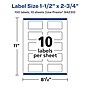 Avery Laser/Inkjet Rectangle Durable Waterproof Labels, 1.5" x 2.75", White, 100 Labels/Pack (94230)~#|#~4A276AD4-92A1-4639-8B834A4737835275_sc7