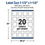 Avery Waterproof Square Laser Multipurpose Labels, 1.5" x 1.5", White, 2000/Box (19479399483)~#|#~4A2AFE9C-9B3B-4DAC-9436407B8FB5A85A_sc7