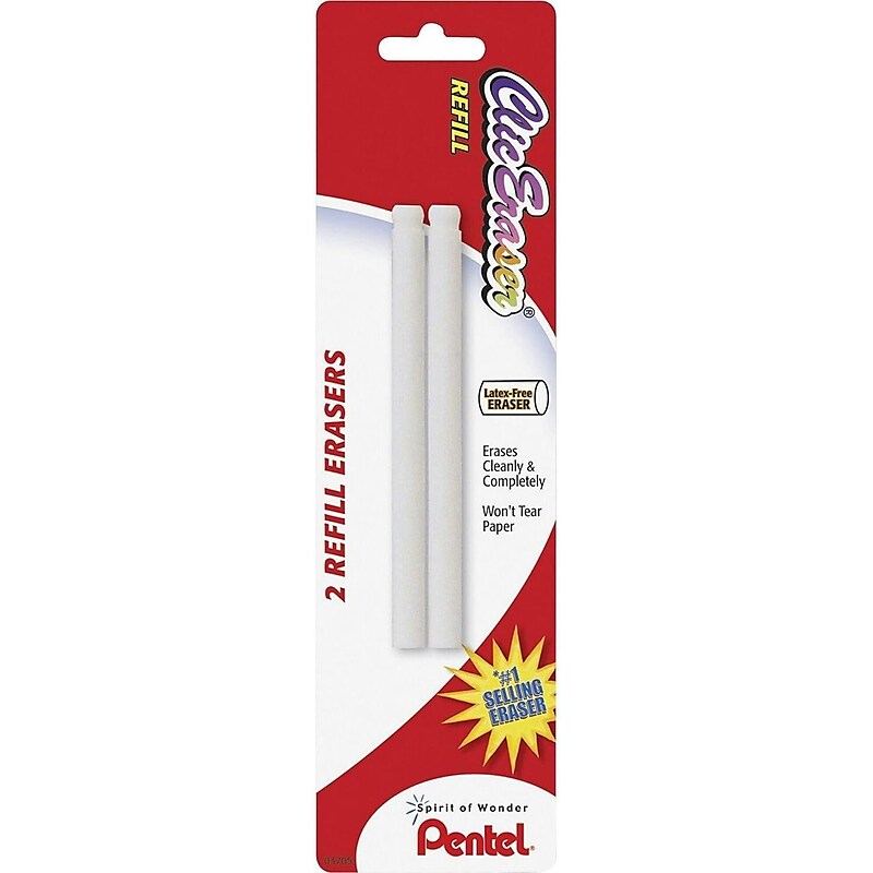 Pentel Clic Eraser Refills, White, 2/Pack (PENZER2BPK6) image 1