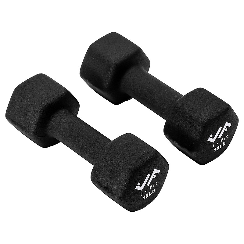 Jfit 10 lb. Neoprene Dumbbells, Black (J-DBN10SET) image 1