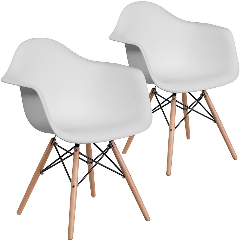 Flash Furniture Alonza Plastic and Wood Accent Chair, White, 2/Pack (2FH132DPPWH) image 1