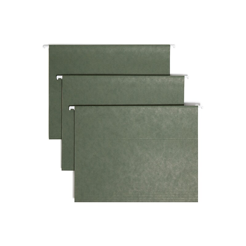 Smead Hanging File Folders, 1/3-Cut Tab, Letter Size, Standard Green, 25/Box (64035) image 1