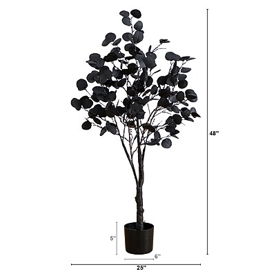 Nearly Natural Pre-Lit Artificial Halloween Black Eucalyptus Tree - Thumbnail 3