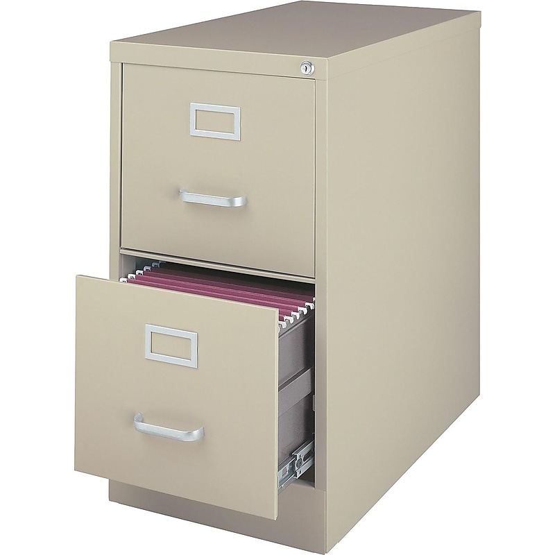 Staples 2-Drawer Vertical File Cabinet, Locking, Letter, Putty/Beige, 26.5"D (13440D-CC) image 1