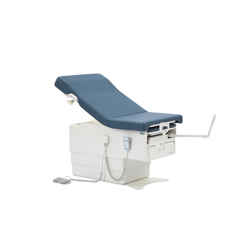 Viva Comfort Pointe Power Adjustable Exam Table with Stirrups, 450 lbs. Capacity, Blue (ADI‎996-10-BLU-MK) image 1
