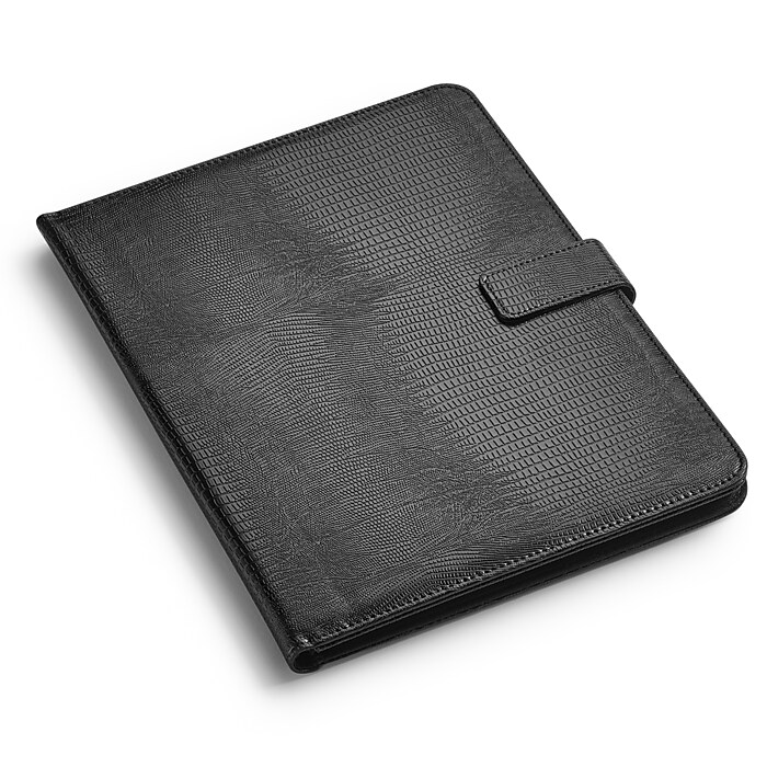 Eccolo Snakeskin Padfolio with Snap Closure, Black (ST926A) | Staples