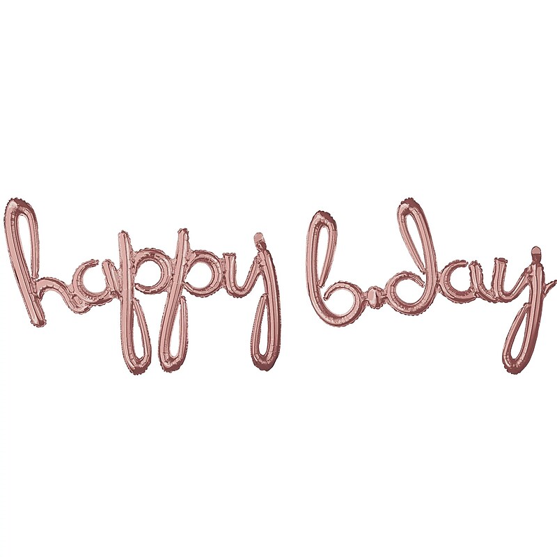 Party City (Air-Filled) Happy B-Day Foil Balloon Cursive Letter Banners, Rose Gold, 2/Pack (AM3915731-NS) image 1