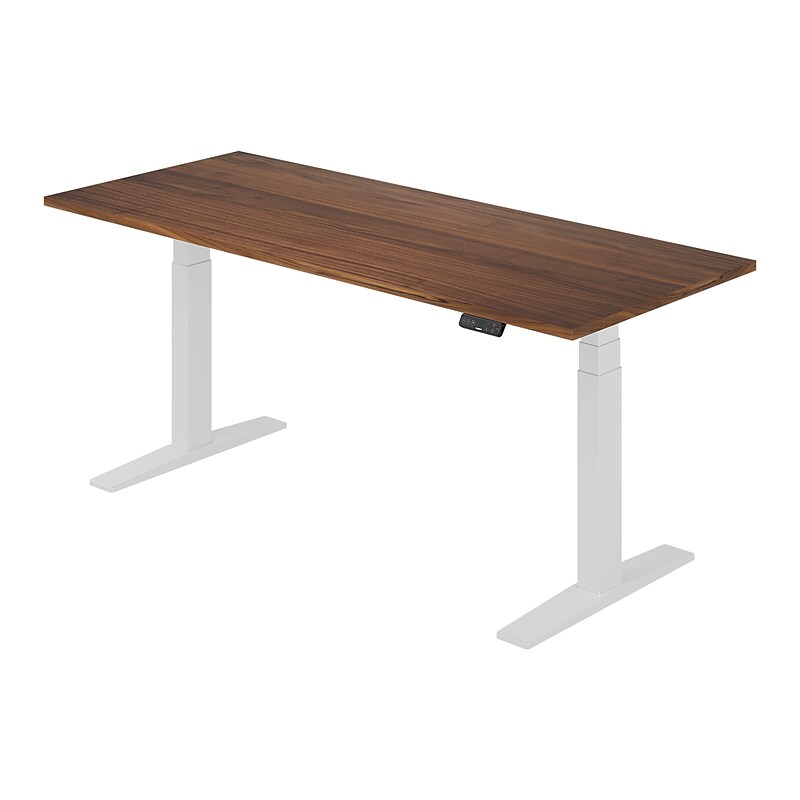 FlexiSpot E7 Commercial 72''W Electric Rectangular Adjustable Standing Desk, Black Walnut/White (E7WCOM7230-BW) image 1