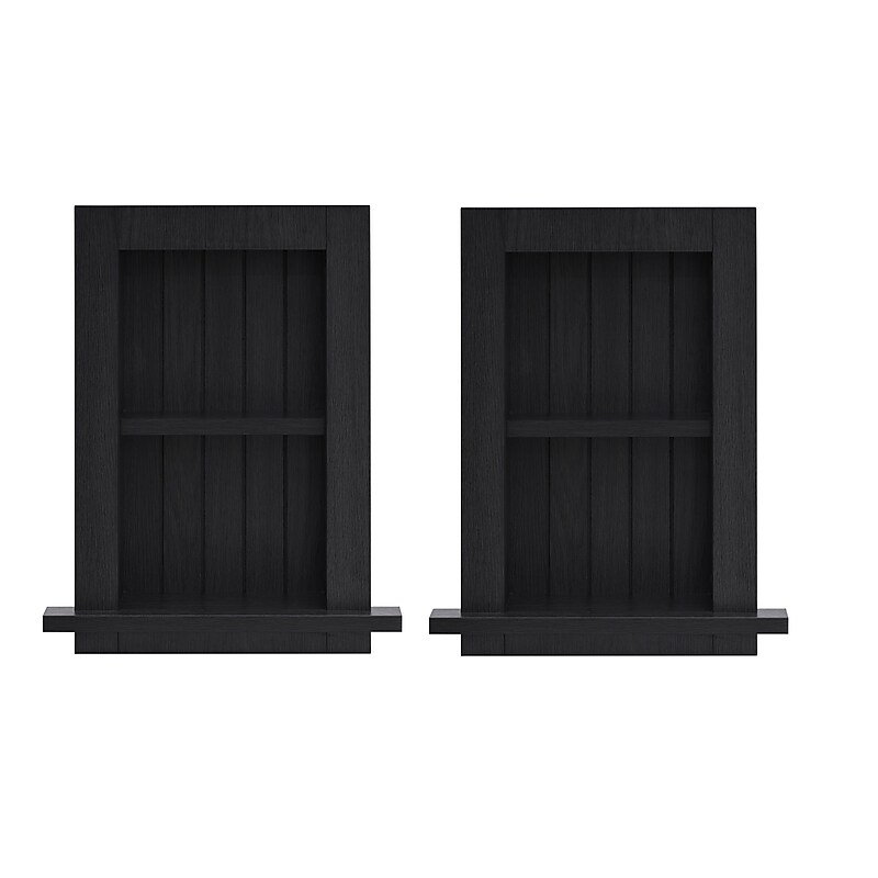 AdirHome Wood Bathroom Recessed Wall Shelf, 18" x 14.37" x 4.8", Black, 2/Pack (515-01-BLK-2PK) image 1