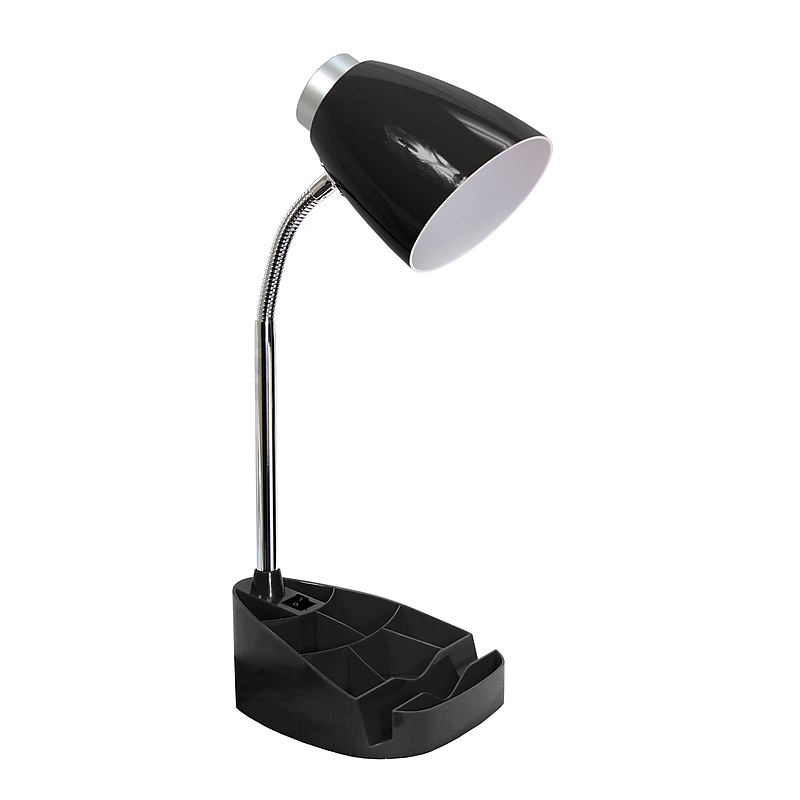 Simple Designs Organizer LED Desk Lamp, 18.50", with iPad Tablet Stand, Black (LD1002-BLK) image 1