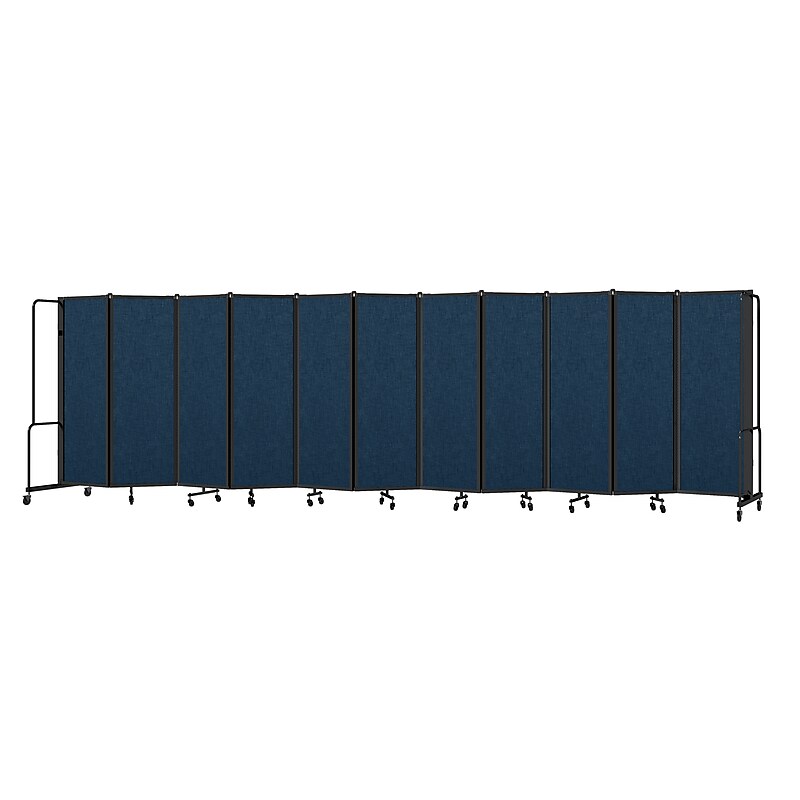 National Public Seating Robo Series 11-Panel Folding Mobile Room Divider, 72"H x 256"W, Blue Fabric (RDB6-11PT04) image 1
