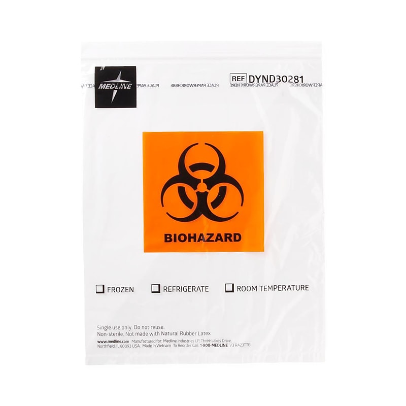 Medline Non-Sterile Specimen Bag with Pocket, 12" x 15", 100/Pack (DYND30281Z) image 1